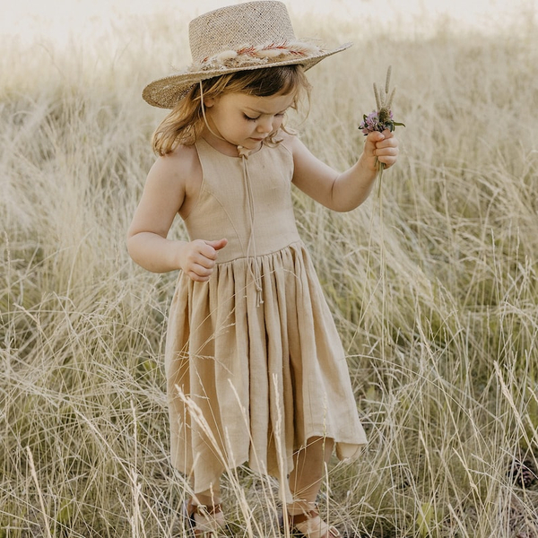 Melon Linen Dress with Asymmetric Hem image 1 of 0