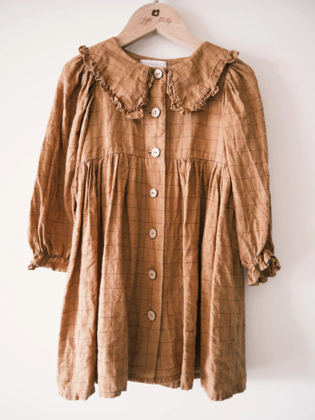 荷葉領格紋洋裝 image 1 of 0