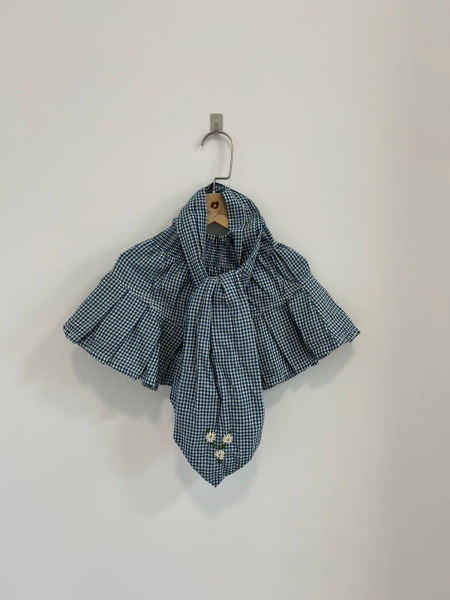 Pleated Skirt With Tie Scarf in Blue Vichy Check image 1 of 0