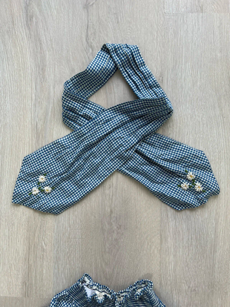 Pleated Skirt With Tie Scarf in Blue Vichy Check image 1 of 0
