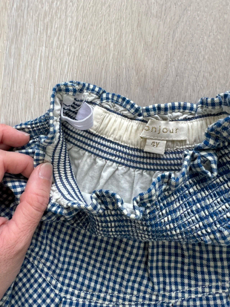 Pleated Skirt With Tie Scarf in Blue Vichy Check image 1 of 0