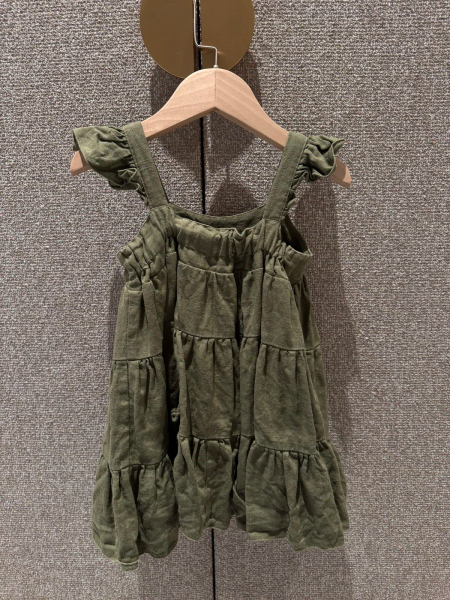 橄欖經典亞麻波西米亞蛋糕裙洋裝 image 1 of 0