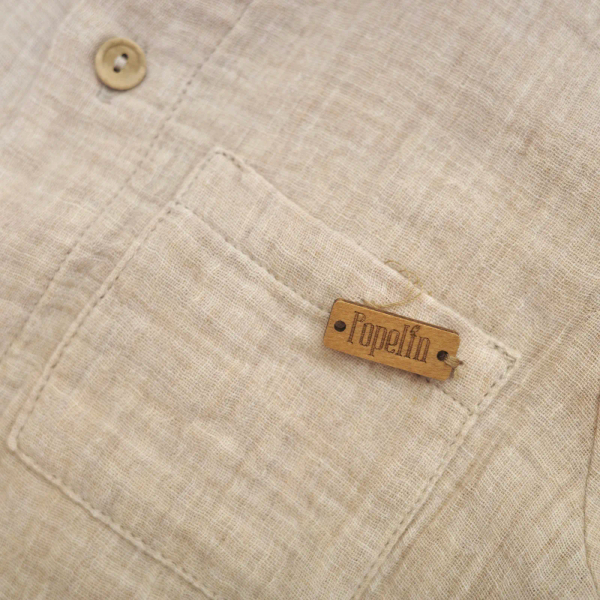 Romper Suit With Mandarin Collar - Sand 18-24m image 1 of 0