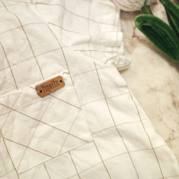 Romper Suit With Mandarin Collar - Check 12-18m image 1 of 0