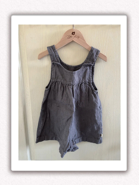 La Petite Alice 手工棉麻吊帶寬短褲 Pippa (深灰色)  image 1 of 0