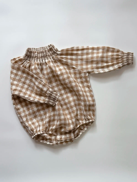 The Gingham Bodysuit 格紋高領長袖連身衣 image 1 of 0
