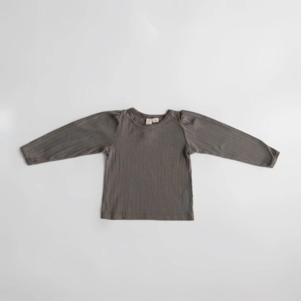 Little Cotton Clothes - Organic long sleeve pointelle t-shirt - fog image 1 of 0