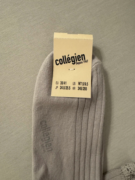 蕾絲邊羅紋珍珠灰短襪 image 1 of 0