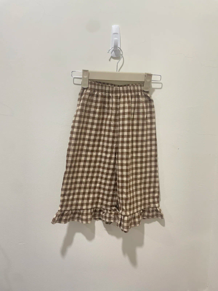 栗色格紋摺邊褲 image 1 of 0