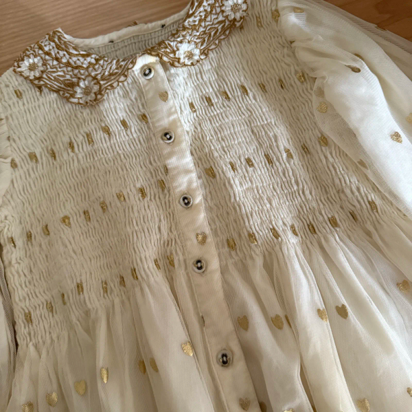 刺繡領蕾絲愛心洋裝 image 1 of 0