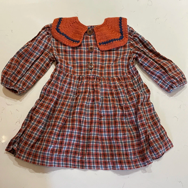 KALINKA 針織領亞麻格紋洋裝 Teodora Dress 1-2y image 1 of 0