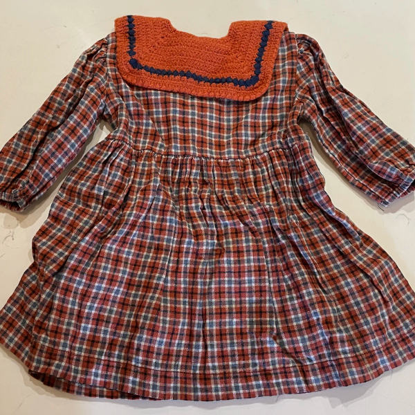 KALINKA 針織領亞麻格紋洋裝 Teodora Dress 1-2y image 1 of 0