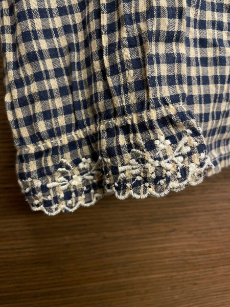 精緻蕾絲藍格紋薄襯衫 image 1 of 0