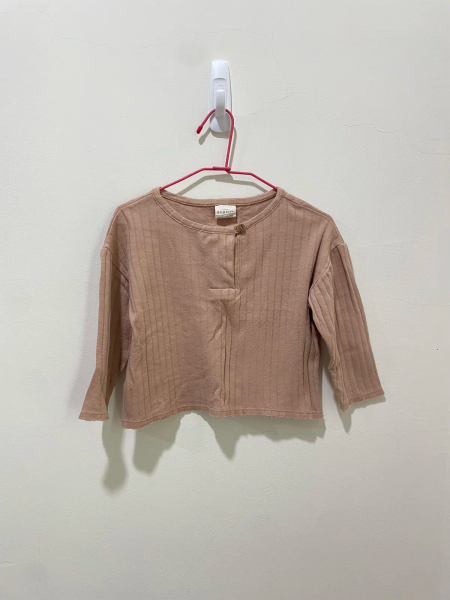 螺紋長袖上衣（乾燥玫瑰色） image 1 of 0