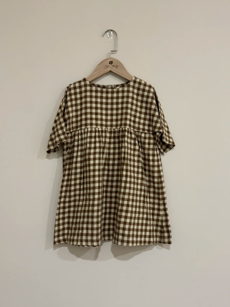 咖啡格紋洋裝 image 1 of 0
