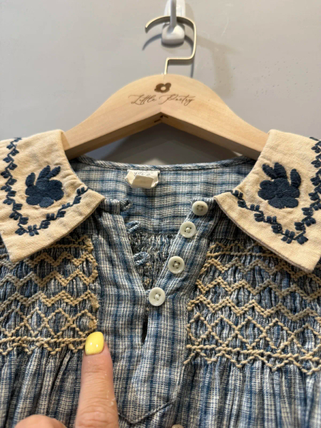 藍色刺繡洋裝 image 1 of 0