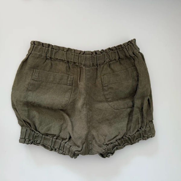 Linen Ruffled Shorts Ivy image 1 of 0