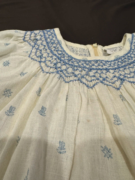 藍色刺繡短袖洋裝 image 1 of 0
