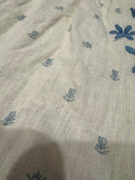 藍色刺繡短袖洋裝 image 1 of 0