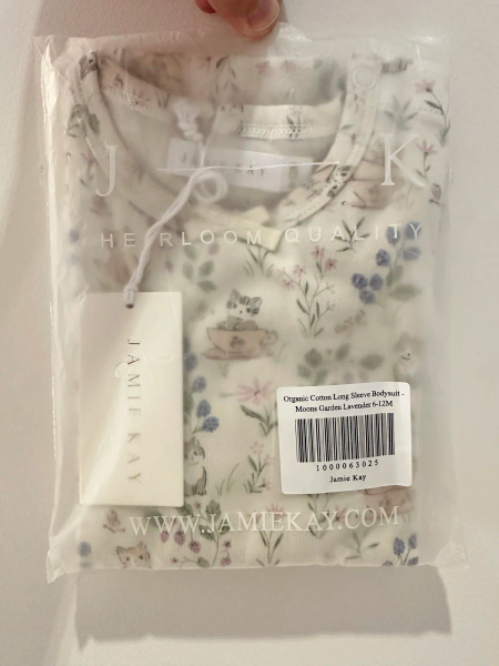 Organic Cotton Long Sleeve Bodysuit-moons garden lavenders image 1 of 0