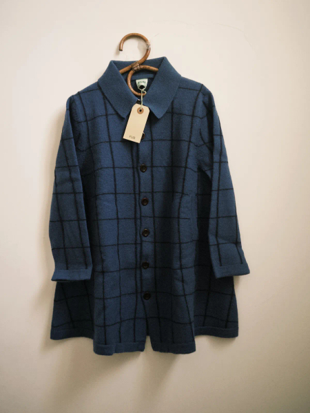 格紋靛藍針織大衣 image 1 of 0