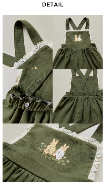 品牌限定刺繡森林兔兔蕾絲吊帶洋裝 image 1 of 0