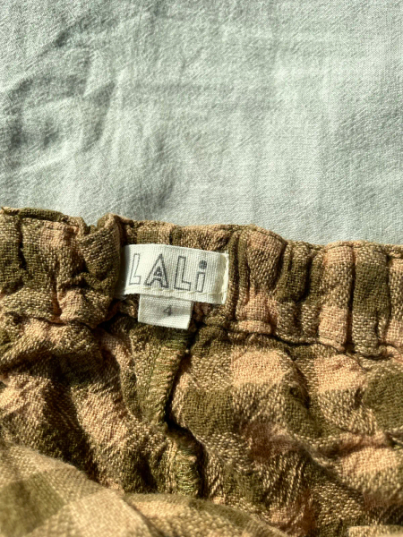 格紋刺繡吊帶長褲 image 1 of 0