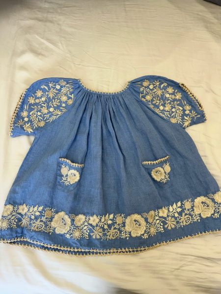 弧形袖刺繡洋裝 Fay dress - Cornflower image 1 of 0