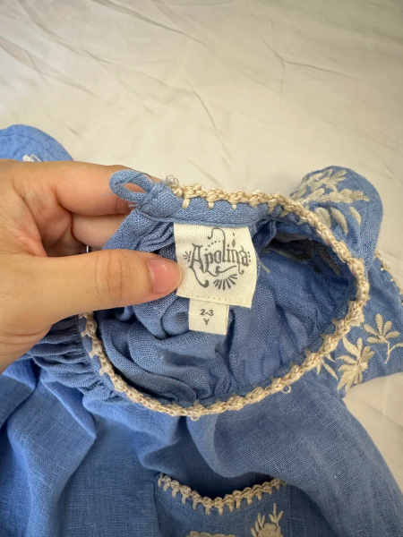 弧形袖刺繡洋裝 Fay dress - Cornflower image 1 of 0