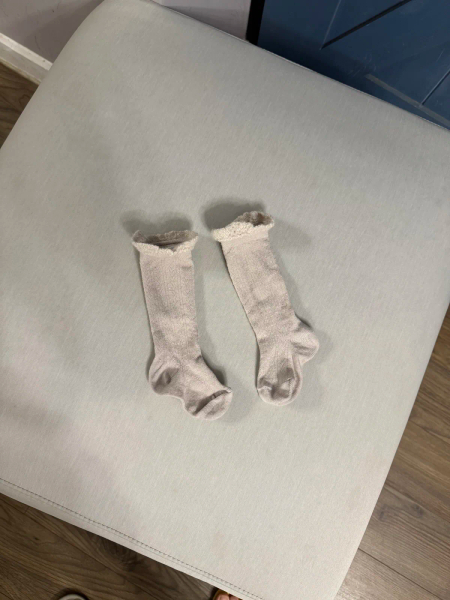 美麗諾羊毛雕花長襪 奶油白 image 1 of 0