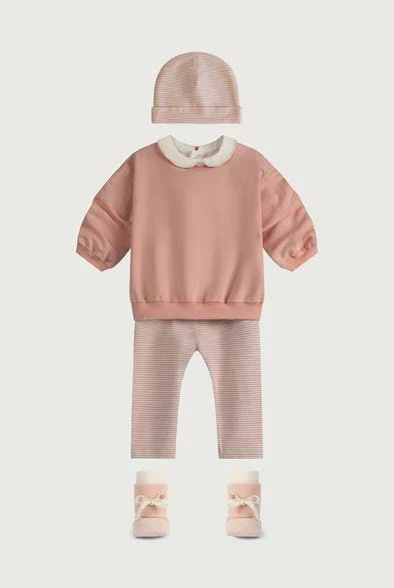寶寶有機棉Leggings - Faded Pink/Cream image 1 of 0