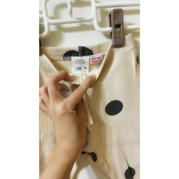 蕾絲邊細格紋點點緊身褲 （80cm) image 1 of 0