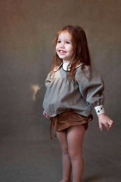 Black gingham blouse with baby collar image 1 of 0