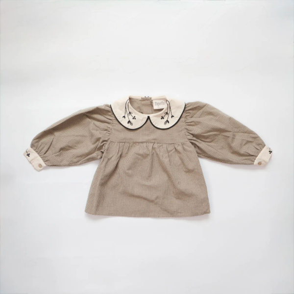 Black gingham blouse with baby collar image 1 of 0