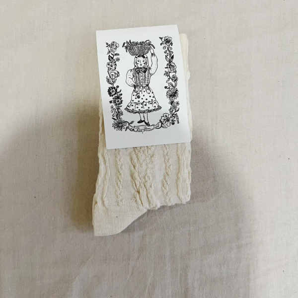 Chaussette torsade de fleurs ivoire白色蕾絲襪 image 1 of 0