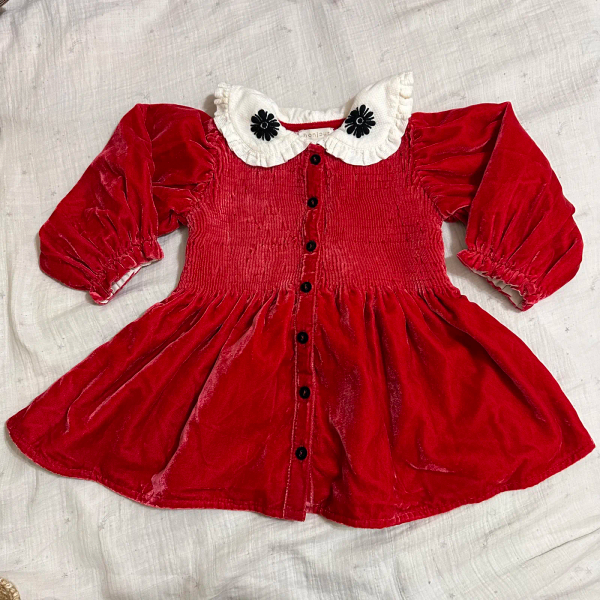 絨面紅色洋裝 image 1 of 0