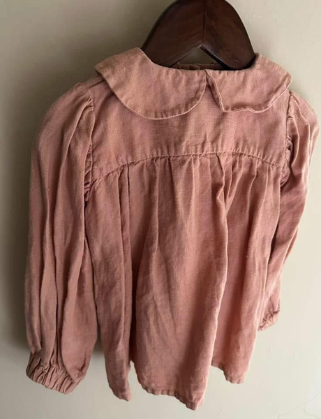 All the beautiful linen 棉麻粉色上衣 2-3Y  image 1 of 0