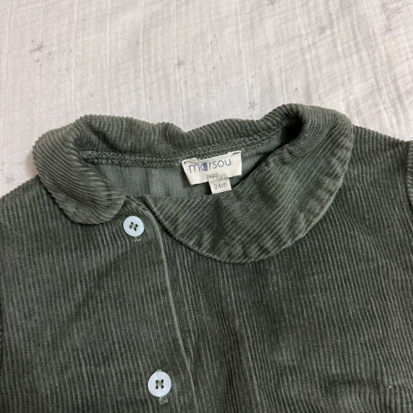 斜領長袖包屁衣-橄欖色 image 1 of 0