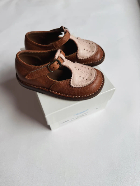 Laura Two Tone Perforated Sandals in Cuoio Brown / Soft Pink image 1 of 0