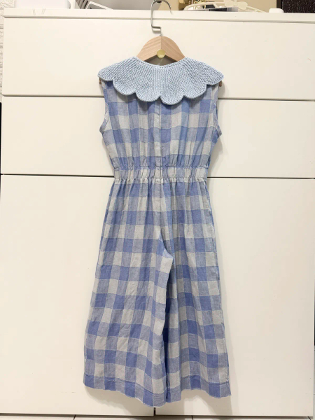 花瓣領格紋連身褲 Cordelia Overall-Blue Check image 1 of 0