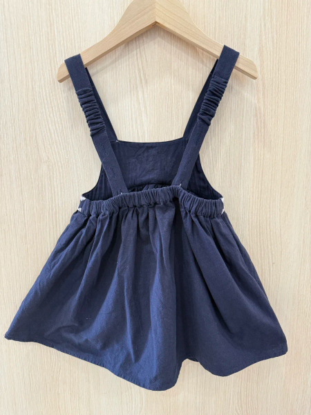 Louise Misha, Magda Dress Midnight 瑪格達刺繡吊帶圍裙洋裝 image 1 of 0