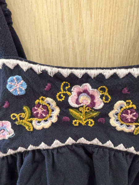 Louise Misha, Magda Dress Midnight 瑪格達刺繡吊帶圍裙洋裝 image 1 of 0