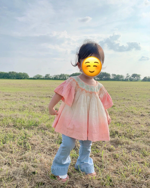 玫瑰石榴漸層暈染蝴蝶袖上衣 image 1 of 0