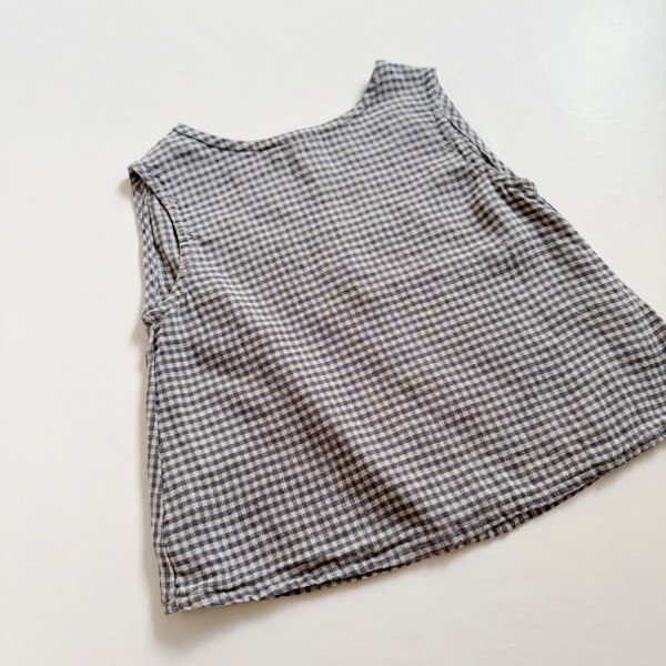 Grey Gingham Sleeveless Linen Shirt image 1 of 0