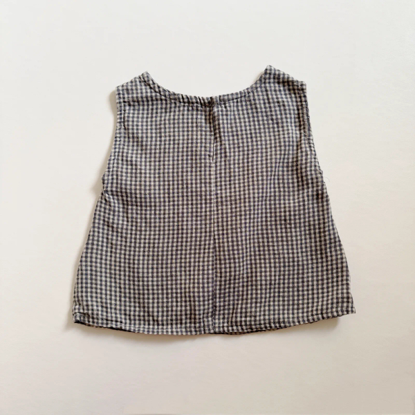 Grey Gingham Sleeveless Linen Shirt image 1 of 0