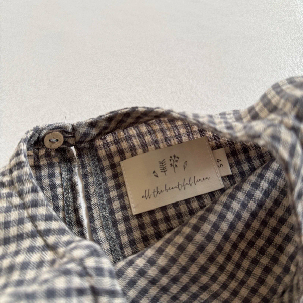 Grey Gingham Sleeveless Linen Shirt image 1 of 0