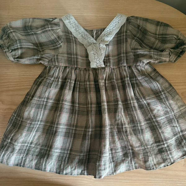 淺棕格紋布蕾絲 image 1 of 0