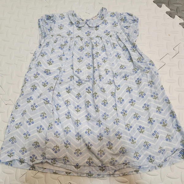 圓領藍色小花洋裝上衣 image 1 of 0