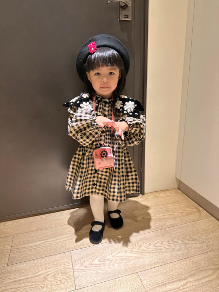 BONJOUR DIARY 天鵝絨領金銀絲格紋洋裝 TUNIQUE Vichy Lurex / Black velvet collar image 1 of 0