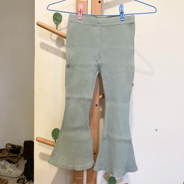 螺紋薄荷綠喇叭褲 image 1 of 0